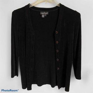 CL CAROLE LITTLE PETITES Sz P Petite Black Vintage Cardigan Button Up